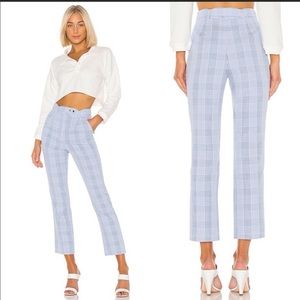 Lovers + Friends Baby Blue Plaid Collins Pants